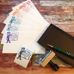 mailman Return address custom rubber stamp postman mr. zip mr. zippy mail
